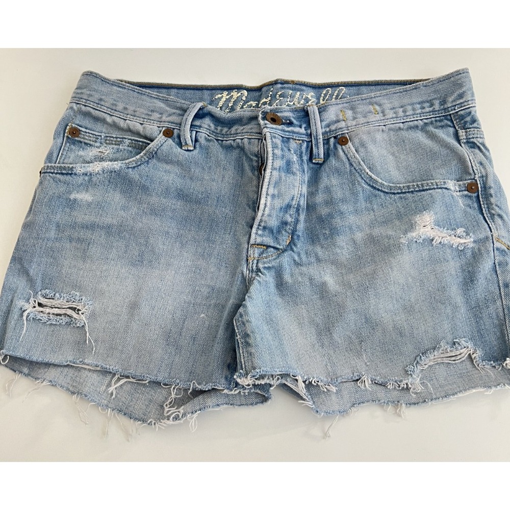 Madewell Relaxed Denim Shorts‎ Womens 26 Distressed Raw Hem